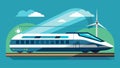 A highspeed train whizzes by propelled by renewable energy sources and offering a smooth comfortable ride for passengers