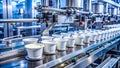 HighSpeed Yogurt Cup Filling and Sealing Machine for Dairy Processing and Packaging Royalty Free Stock Photo