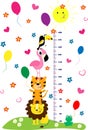 Hight meter for kids with cute animals. Vector illustration