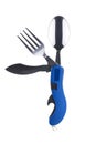 Hight quality black and blue eating utensil multi-tool unfolded