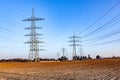 hight voltage tower in rural landscape Royalty Free Stock Photo