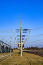 Hight voltage tower in rural landscape Royalty Free Stock Photo