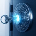HighTech Encryption Key Accessing a Secure Vault Royalty Free Stock Photo