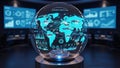 Hightech globe with shipping analytics on transparent background Royalty Free Stock Photo