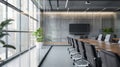 The hightech office space features a stateoftheart meeting room with smart glass windows that add a touch of Royalty Free Stock Photo