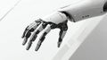 Hightech robotic arm assembling a microchip, artificial intelligence in industry