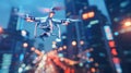 Hightech surveillance drones hover over the city their advanced cameras providing a constant stream of data to the