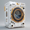 Futuristic washing machine with digital camera inside
