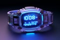 Hightech wristwatch with holographic display and Royalty Free Stock Photo