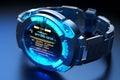 Hightech wristwatch with holographic display and Royalty Free Stock Photo