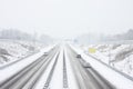 Highway A9 near Amsterdam Netherlands in snowstorm