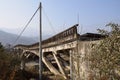 Highway bridge broken in 5.12 Wenchuan earthquake in 2008 over dried riverway Royalty Free Stock Photo