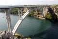 Highway bridge crossing river Krka in Croatia. Royalty Free Stock Photo