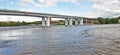 Highway bridge over Volga river in Kostroma, Russia Royalty Free Stock Photo