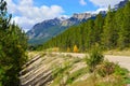 Highway through the Canadian Rockies along the Icefields Parkway between Banff and Jasper Royalty Free Stock Photo
