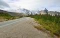 Highway through the Canadian Rockies along the Icefields Parkway between Banff and Jasper Royalty Free Stock Photo