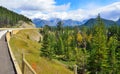 Highway through the Canadian Rockies along the Icefields Parkway between Banff and Jasper Royalty Free Stock Photo