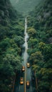 highway with car traffic top view Royalty Free Stock Photo