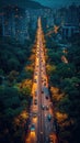 highway with car traffic top view Royalty Free Stock Photo