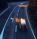 Highway with cars motion blur at dusk