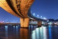 Highway city bridge at night