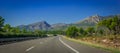 Highway through coastal Foothills and mountains of Spain. Royalty Free Stock Photo