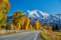Highway in Colorado Rocky Mountains at autumn Royalty Free Stock Photo