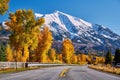 Highway in Colorado Rocky Mountains at autumn Royalty Free Stock Photo
