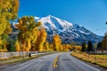 Highway in Colorado Rocky Mountains at autumn Royalty Free Stock Photo