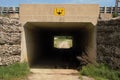 Highway concrete underpass with maximum height sign Royalty Free Stock Photo