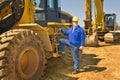 Highway Construction Worker With Equipment Royalty Free Stock Photo