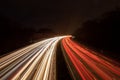 highway in the dark, headlight lights Royalty Free Stock Photo