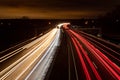 Highway in the dark, headlight lights Royalty Free Stock Photo