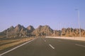 Highway in Egypt with mountain views in the evening Royalty Free Stock Photo
