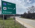 Highway entrance ramp to Interstate 94 East, just north of Chicago. The highway is virtually empty during Coronavirus pandemic.