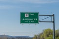 Highway exit sign for Leesburg, Virginia Royalty Free Stock Photo