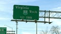 Virginia Tech Highway Sign Royalty Free Stock Photo