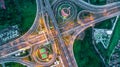 Highway, Expressway, Motorway, Toll way at night, Aerial view in Royalty Free Stock Photo