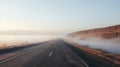 Highway fading into thick fog Royalty Free Stock Photo