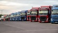 Transport trucks row parking