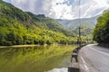 Highway going along the Olt river