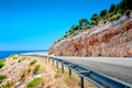 Highway guardrail in the mountains