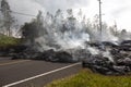 Highway in Hawaii, which was destroyed by a lava flow Royalty Free Stock Photo