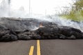Highway in Hawaii, which was destroyed by a lava flow Royalty Free Stock Photo