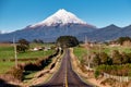 Highway heading to the Mountain Egmont in Taranaki New Zealand Royalty Free Stock Photo