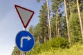 a highway with installed road signs Royalty Free Stock Photo