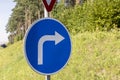 a highway with installed road signs Royalty Free Stock Photo