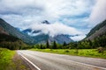 A highway in the intermountain valley. Ongudaysky district, Altai Republic Royalty Free Stock Photo