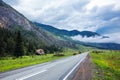 A highway in the intermountain valley. Ongudaysky district, Altai Republic Royalty Free Stock Photo