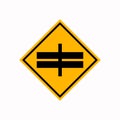 Highway Intersection Ahead Traffic Road Sign,Vector Illustration, Isolate On White Background Label Royalty Free Stock Photo